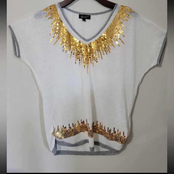 Women Blouse White/Gold Giti - Picture 1 of 1